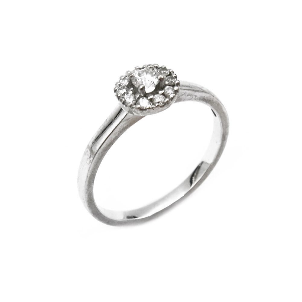 Valkokultainen Kohinoor Valerie timantti halosormus 0,18ct 17mm #0