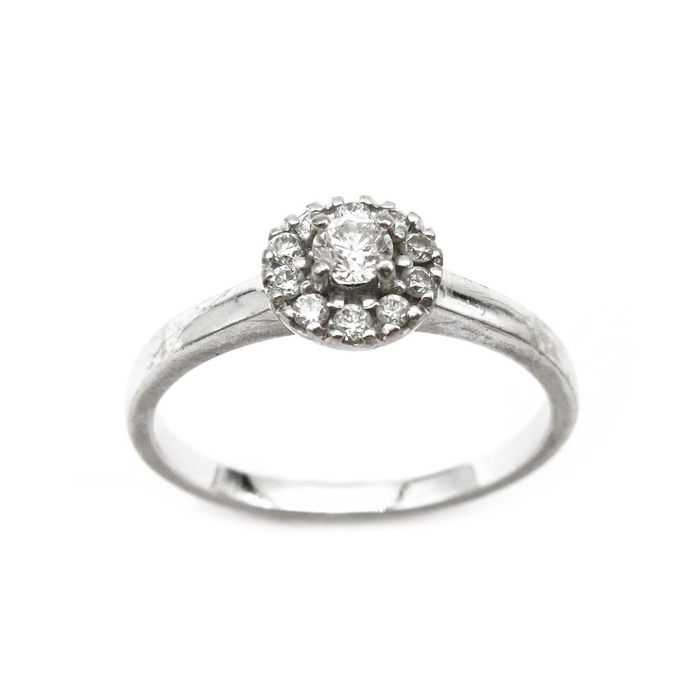 Valkokultainen Kohinoor Valerie timantti halosormus 0,18ct 17mm #1