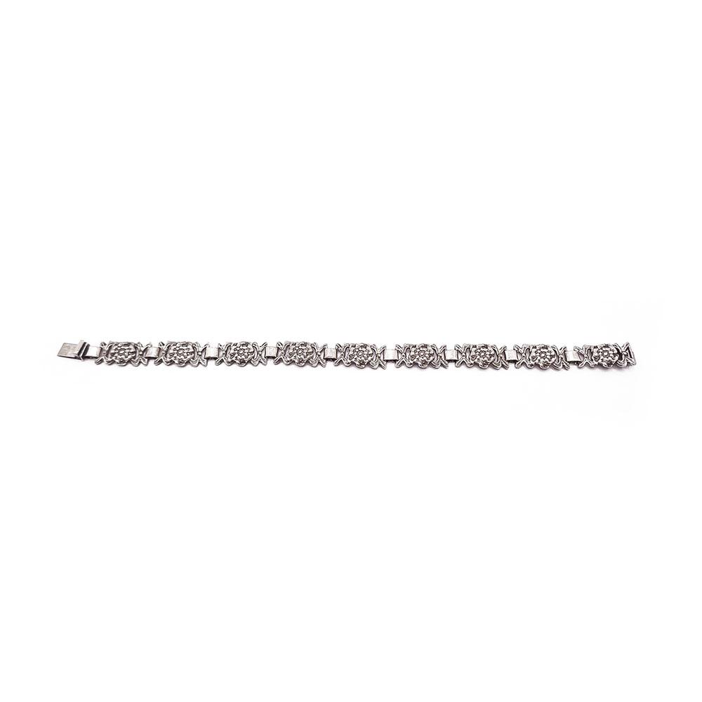 Hopeinen kukkarannekoru 18,5cm v.-75 #1