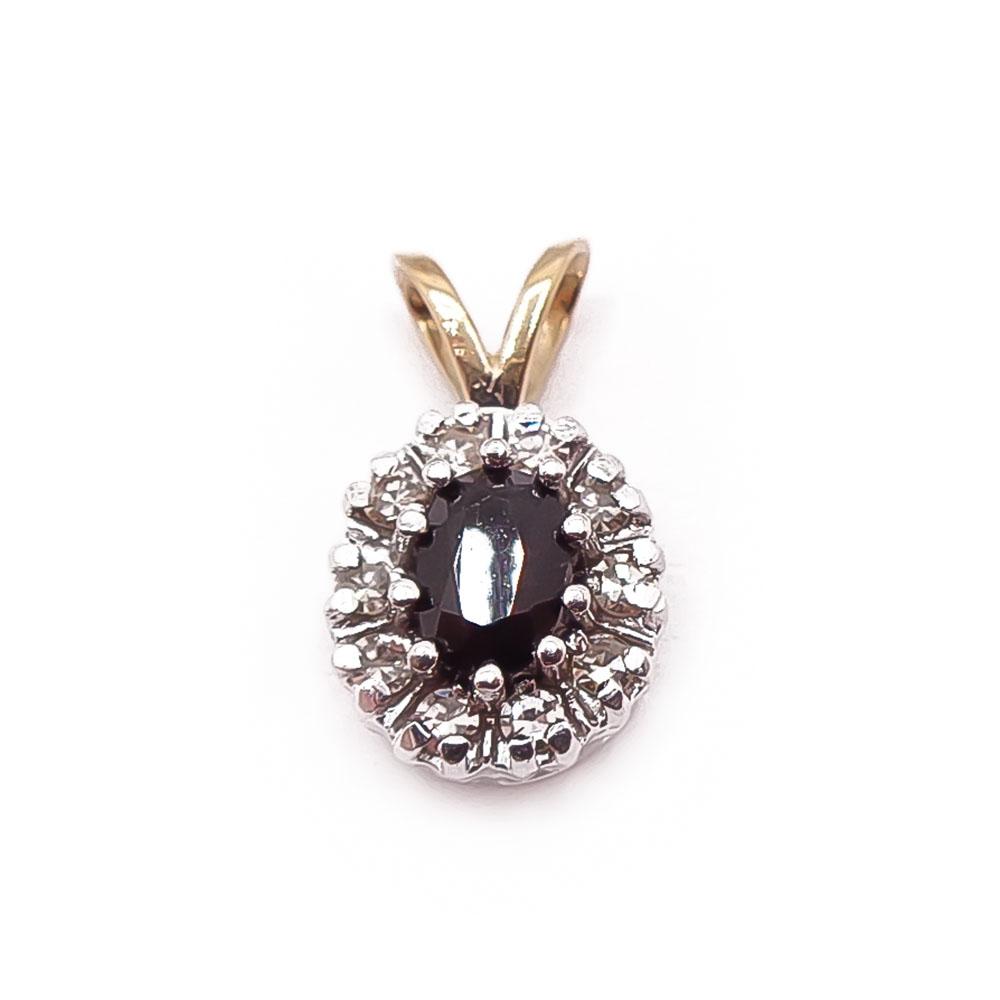 Kultainen sinisafiiri-timanttiriipus 0,3ct #0