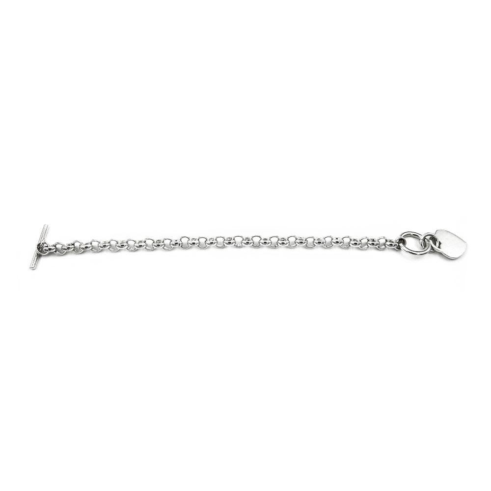 Hopeinen papuranneketju sydämellä salpalukitus 19cm KJ #1