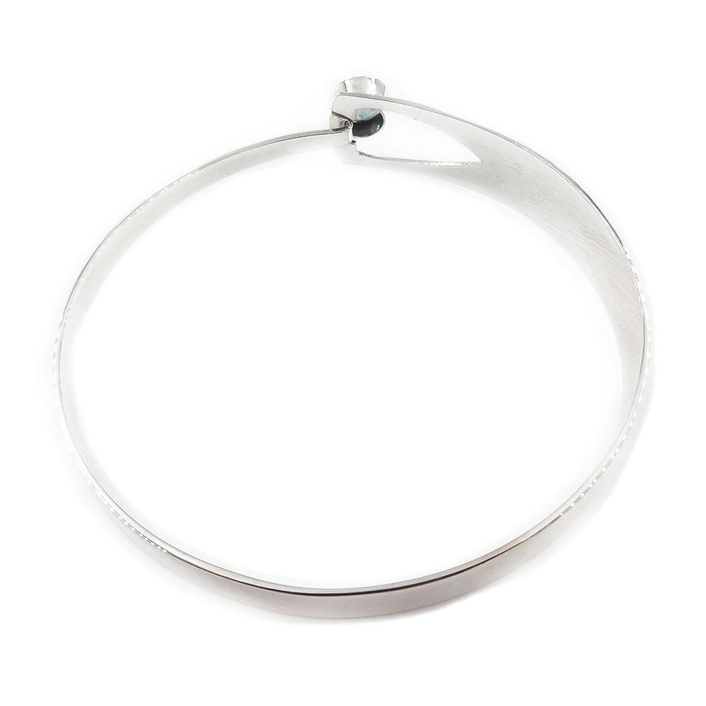 Hopeinen rannerengas 58mm, sininen kivi #2