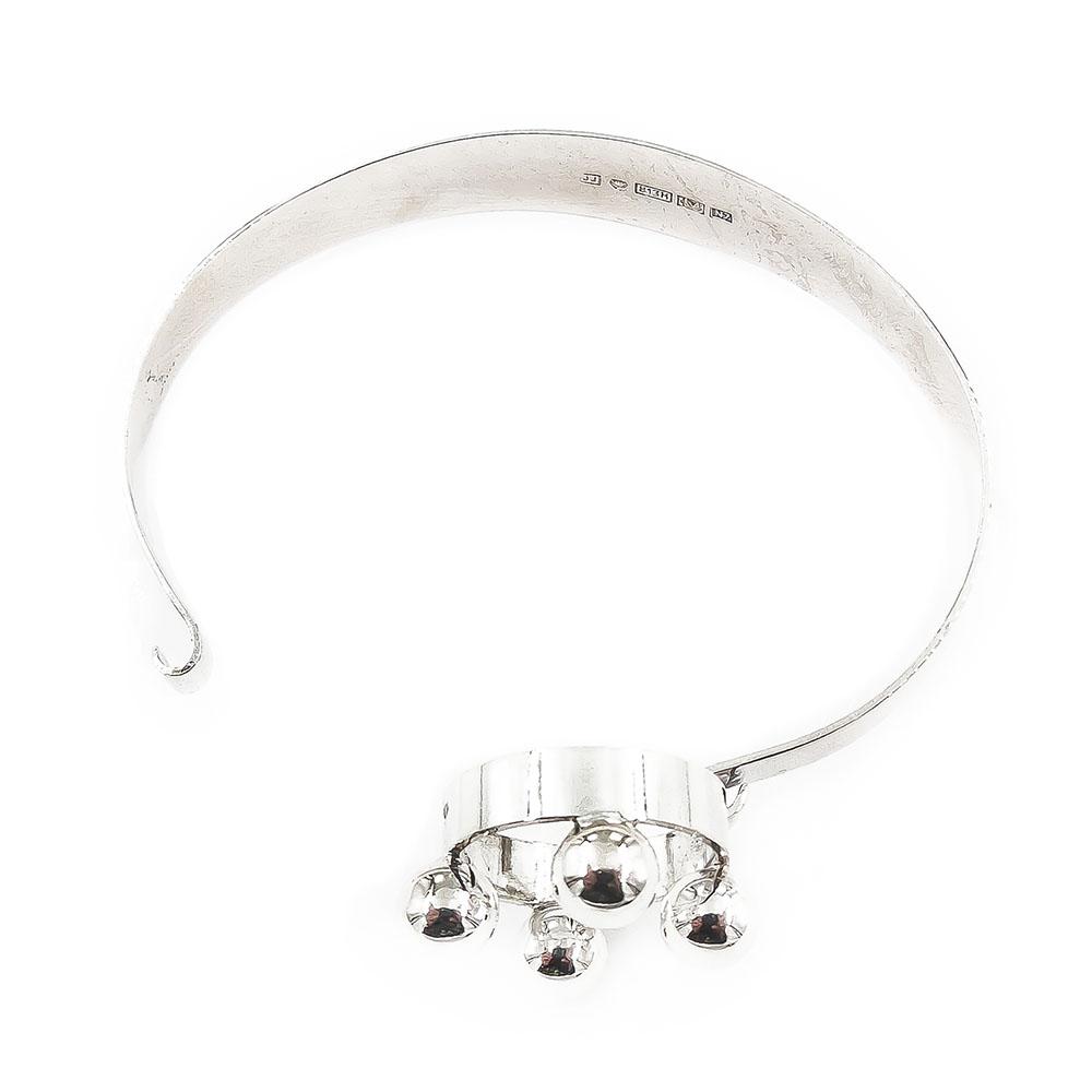 Hopeinen rannerengas hopeisilla pallokoristeilla 59 mm #5