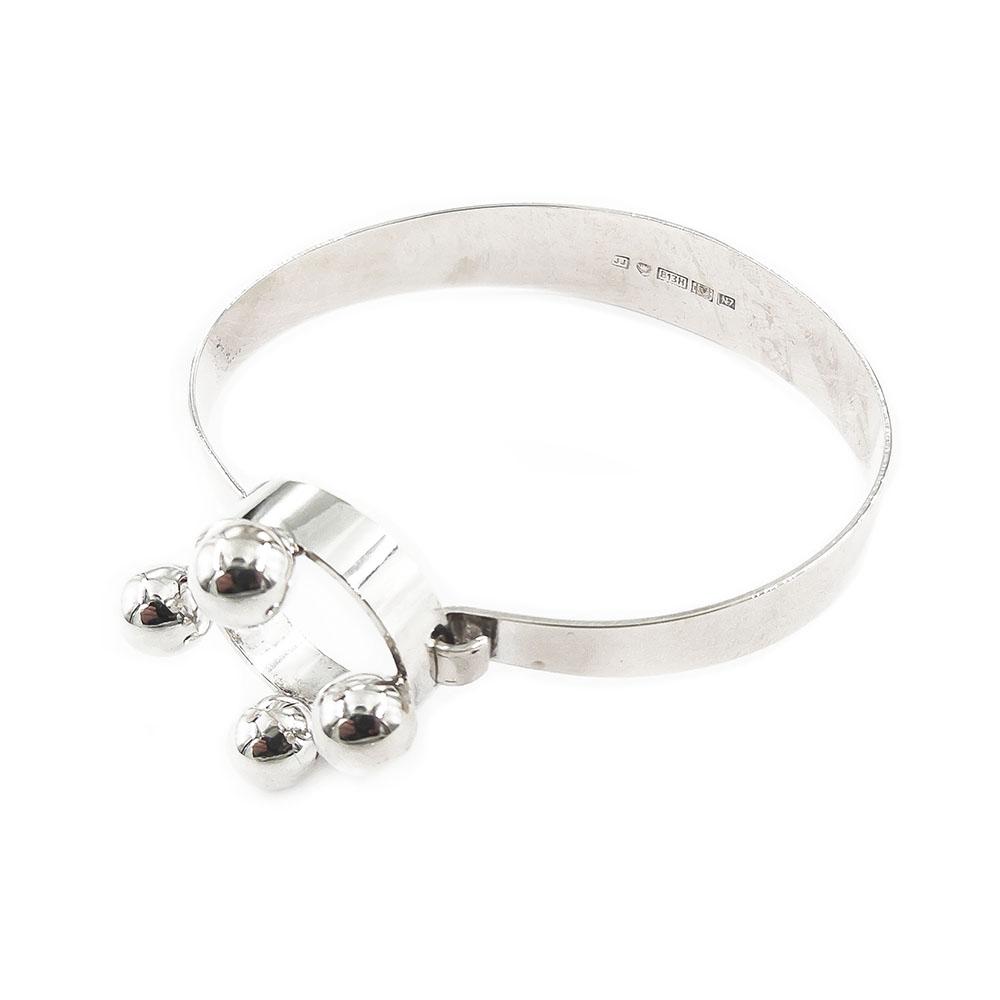 Hopeinen rannerengas hopeisilla pallokoristeilla 59 mm #6