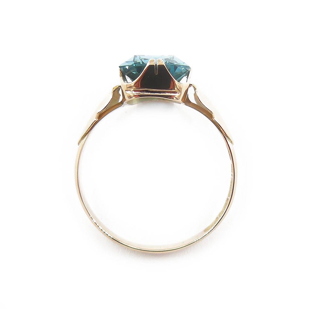 Kultainen sormus sininen kivi,18,75mm #3
