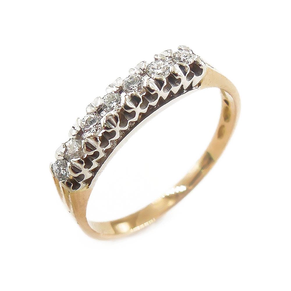 Kultainen timanttisormus,18,25mm,Tim.7x0,02ct #0