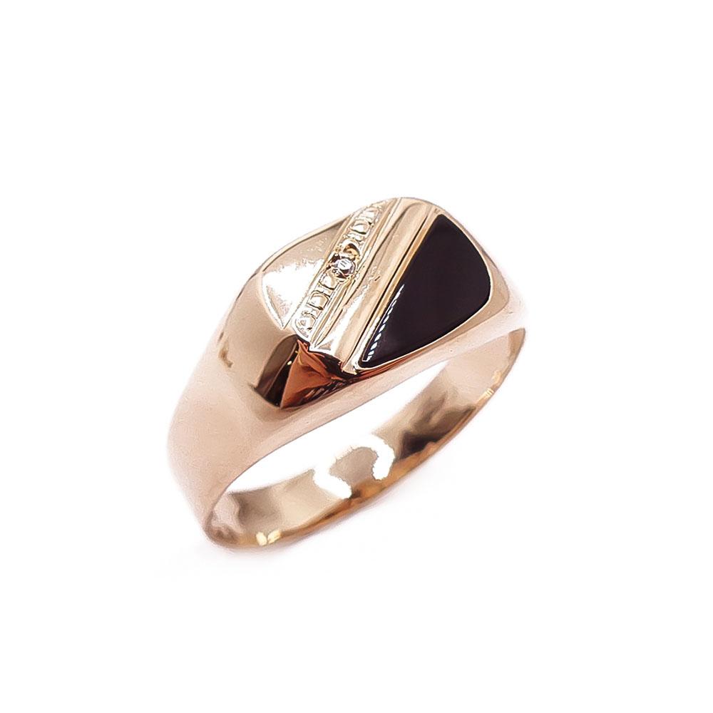 Kultainen kantasormus timantti+onyx 0,005ct 21mm #0