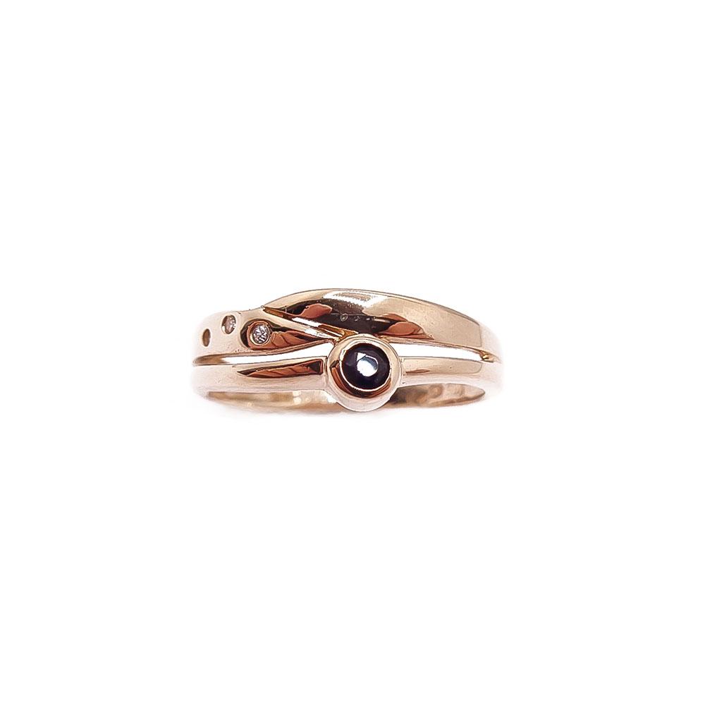 Kultainen sormus sinisafiiri+ tim.0,015ct 17mm #1