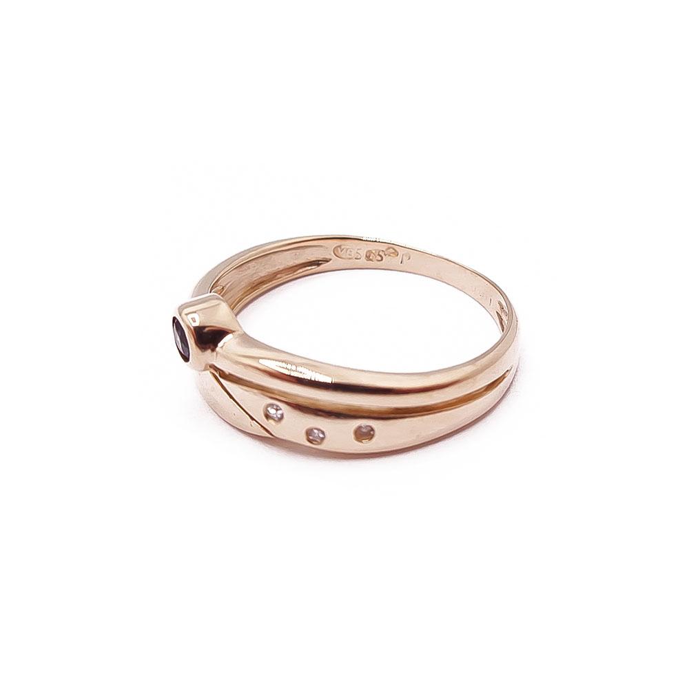 Kultainen sormus sinisafiiri+ tim.0,015ct 17mm #3