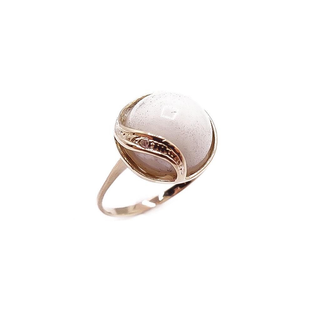 Kultainen sormus valkoisella kivellä+tim. 0,01ct 19mm #0