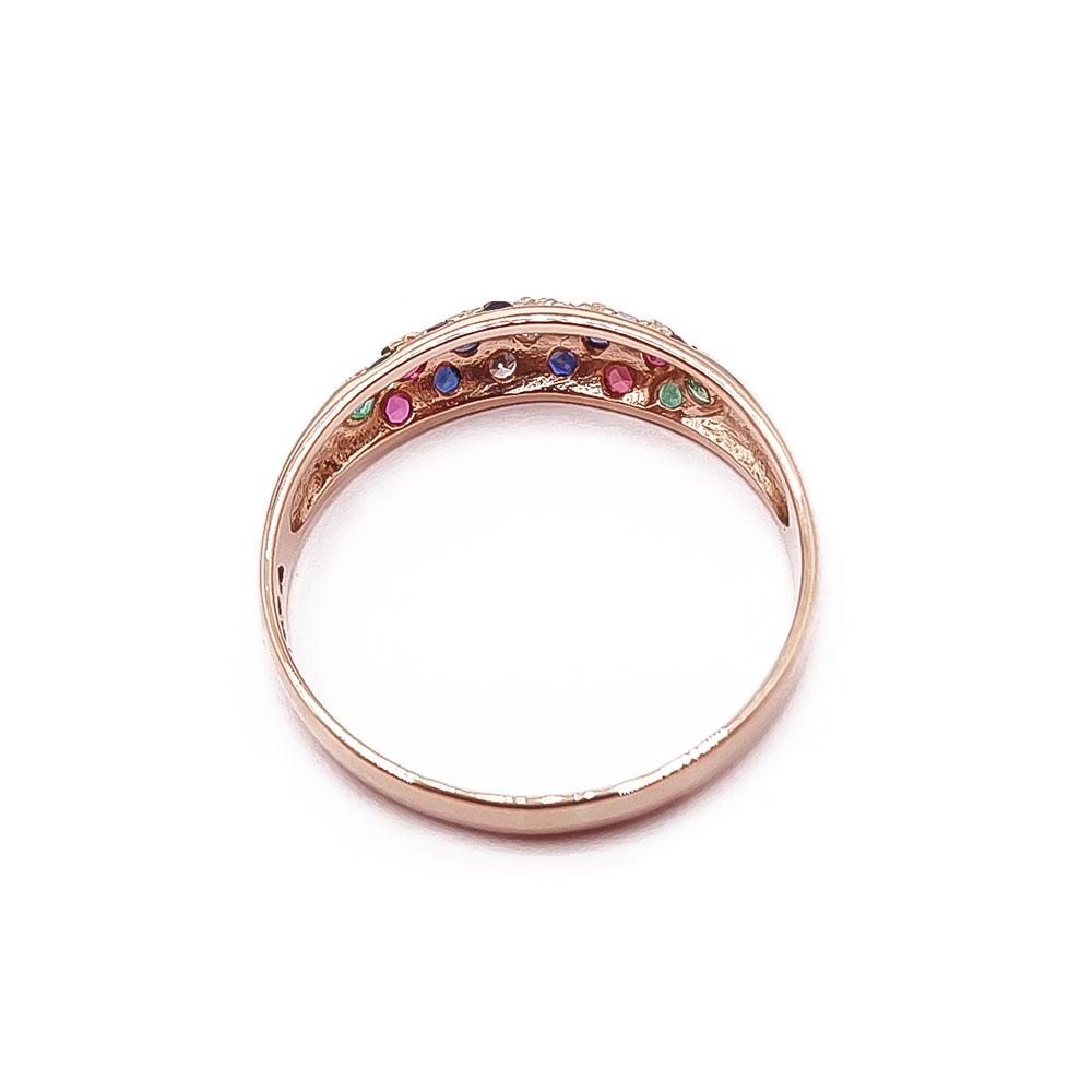 Kultainen timanttisormus värikivillä 0,015ct 19-mm #2