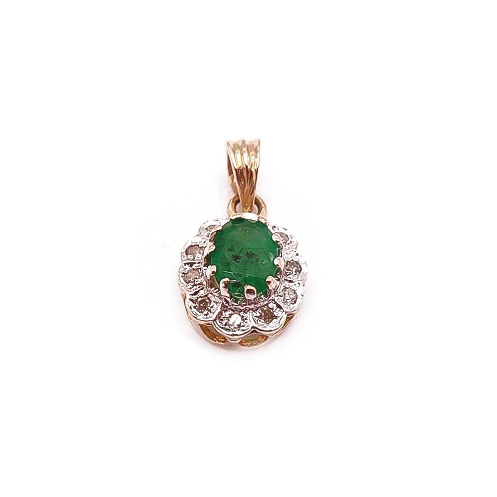 Kultainen smaragdi-timanttiriipus 0,05ct #0