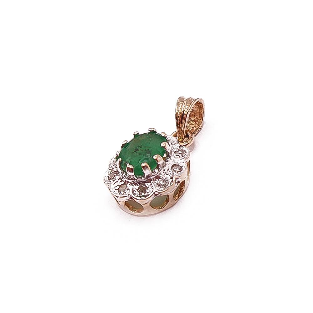 Kultainen smaragdi-timanttiriipus 0,05ct #1