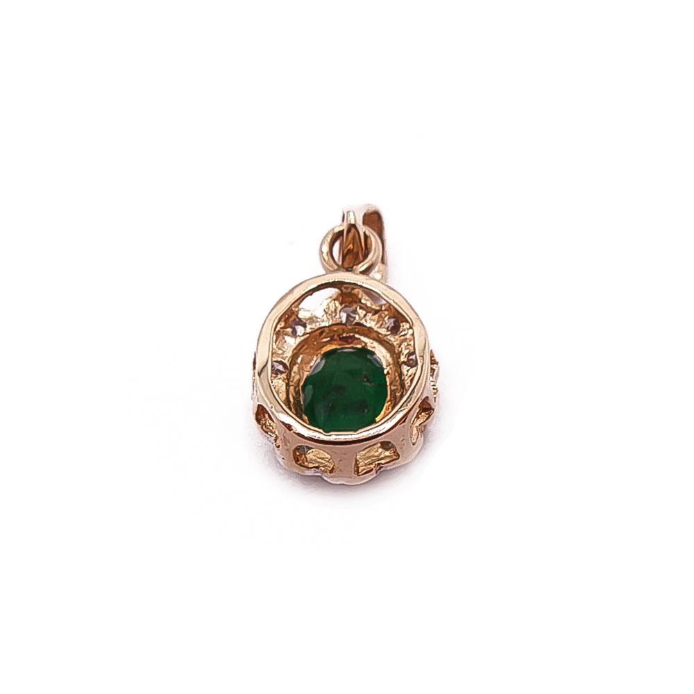 Kultainen smaragdi-timanttiriipus 0,05ct #2