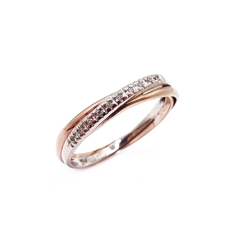 Kelta-/valkokultainen timanttisormus 0,05ct 19,5mm #0