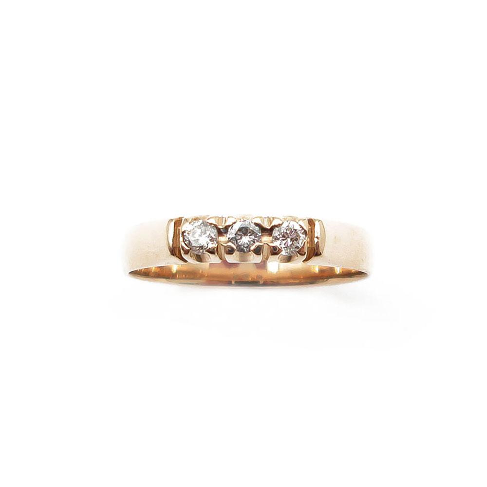Kultainen timantti rivisormus 3 x 0.04ct koko 18 #1