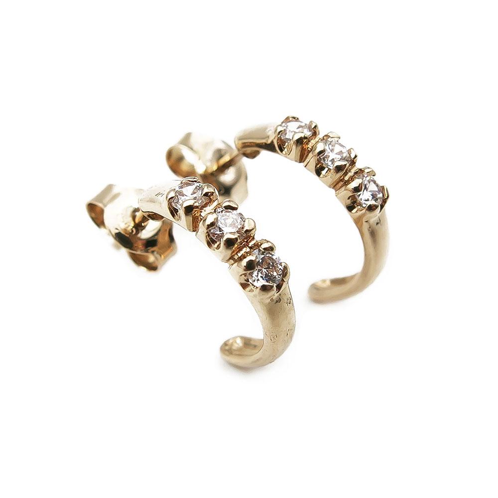 Kultaiset zirk. korvakorut tapilla 2x12mm #0