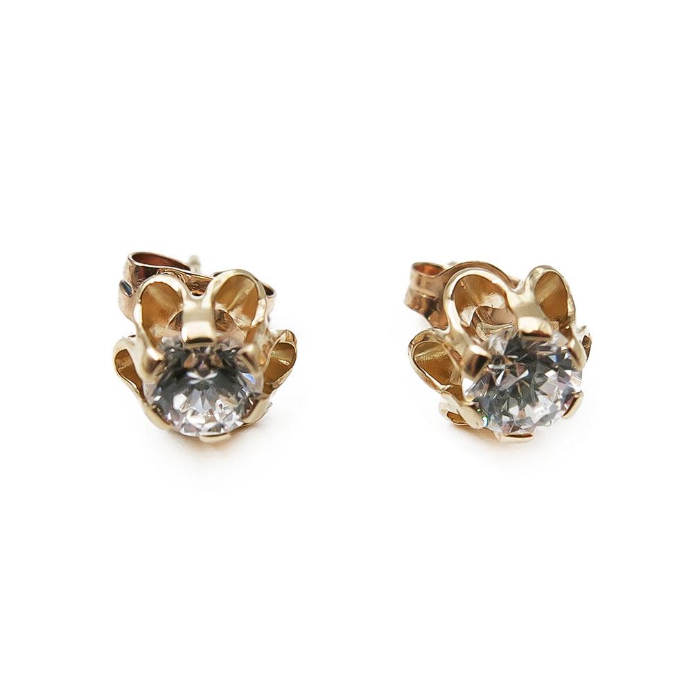Kultaiset zirk. korvakorut tapilla 6mm #0