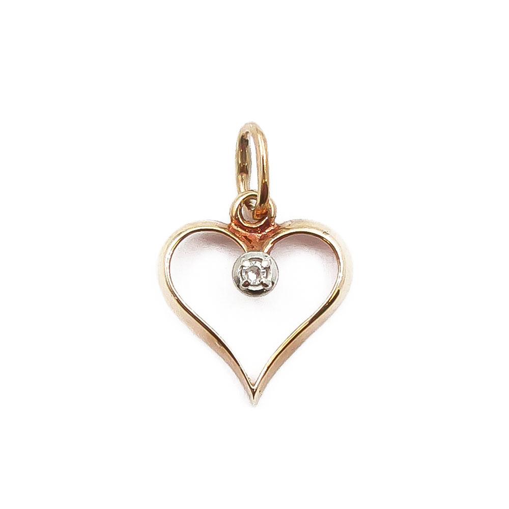 Kultainen sydänriipus timanttilla 0.005ct #0