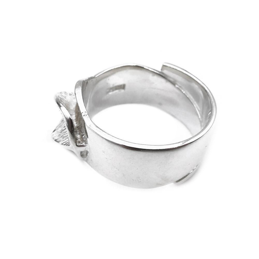 Hopeinen design sormus koko 17,75 säädettävä koko #2