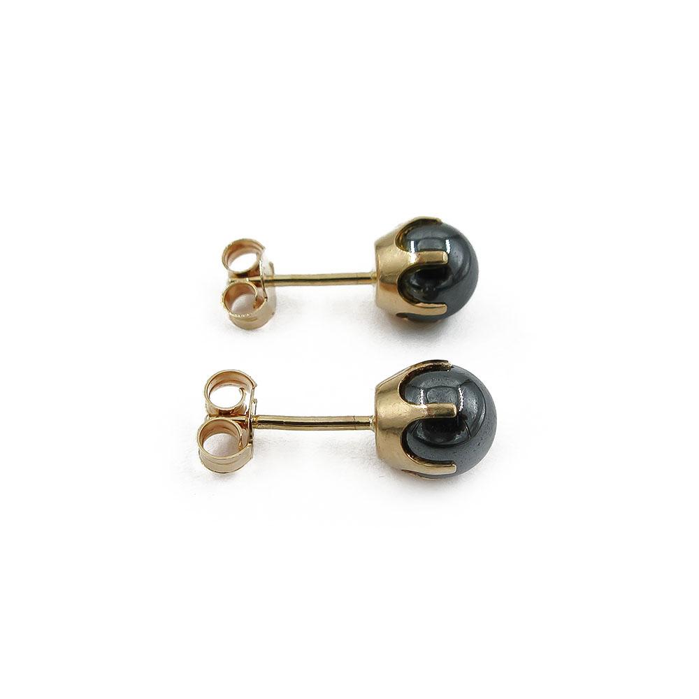 Kultaiset hematiittihelmi korvakorut 6mm tapilla RO #2