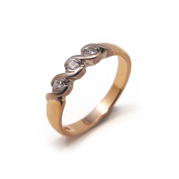 HEL-korun Timanttisormus 3*0,04ct koko 17,5mm #0