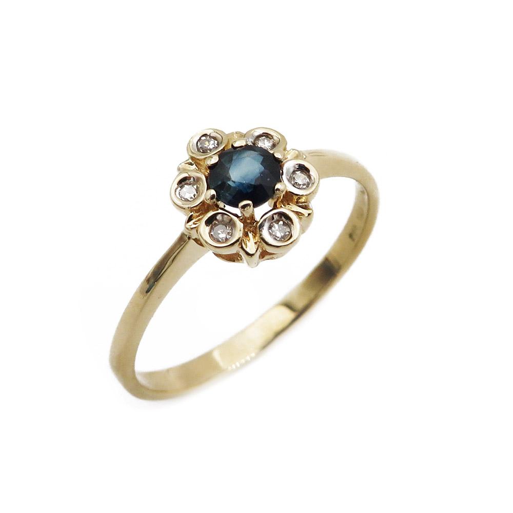 Kultainen Diana sormus saf+tim. 0,04ct 17mm HK #0