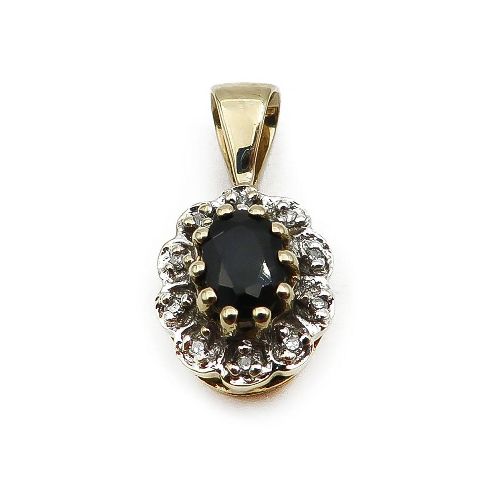 kultainen Diana sinisafiiri-timantti riipus 0,05ct #0