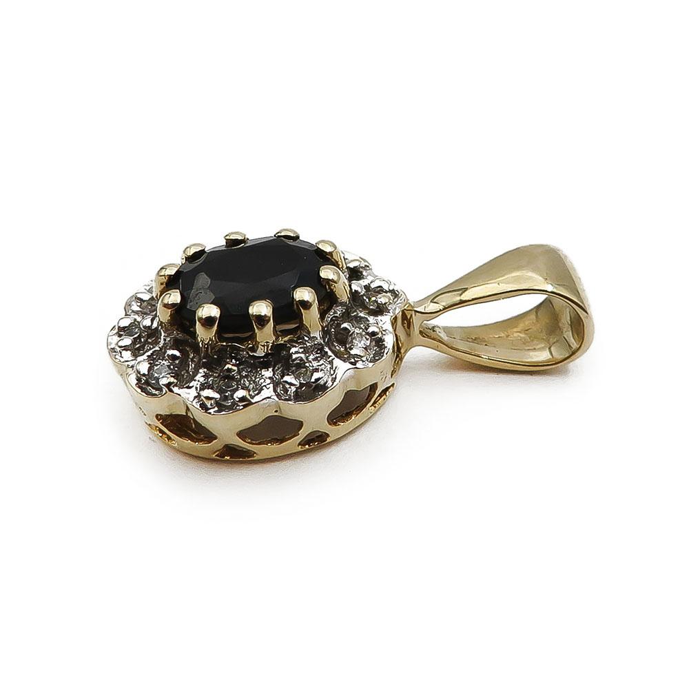 kultainen Diana sinisafiiri-timantti riipus 0,05ct #1
