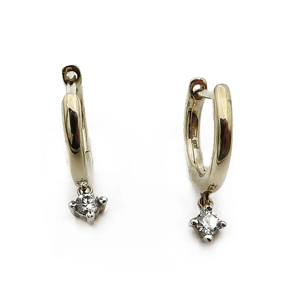 kultaiset renkaat korvakorut timantilla 0,06ct #0