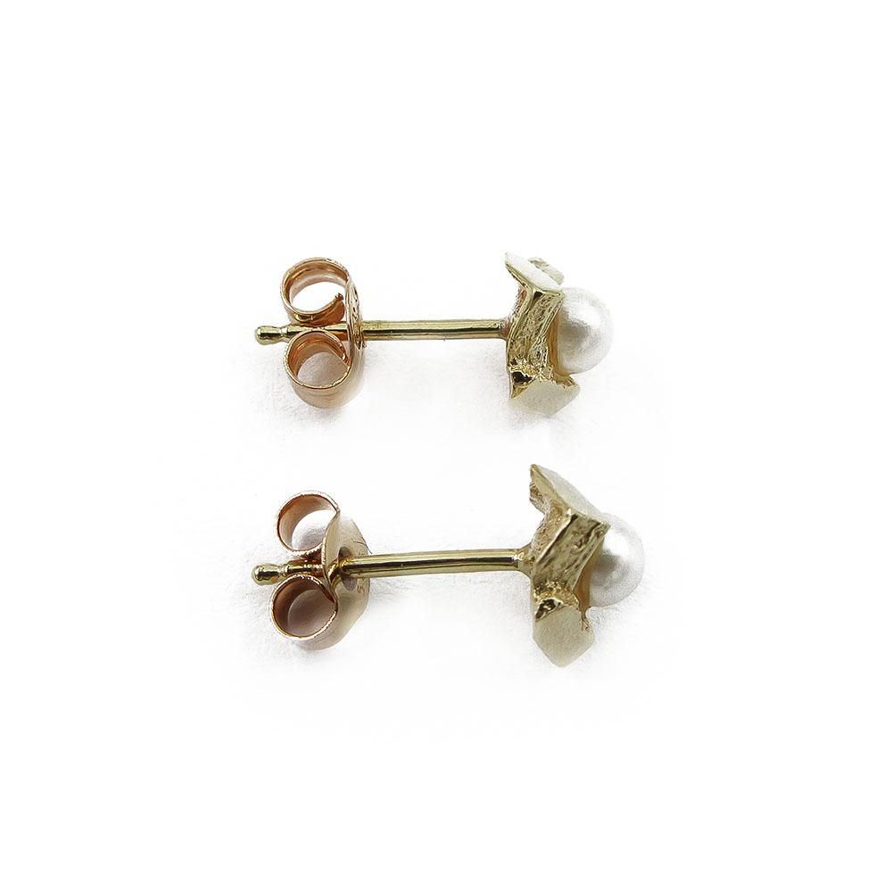 Kultaiset helmikorvakorut 3.5mm tappi Tammen koru Oy #1