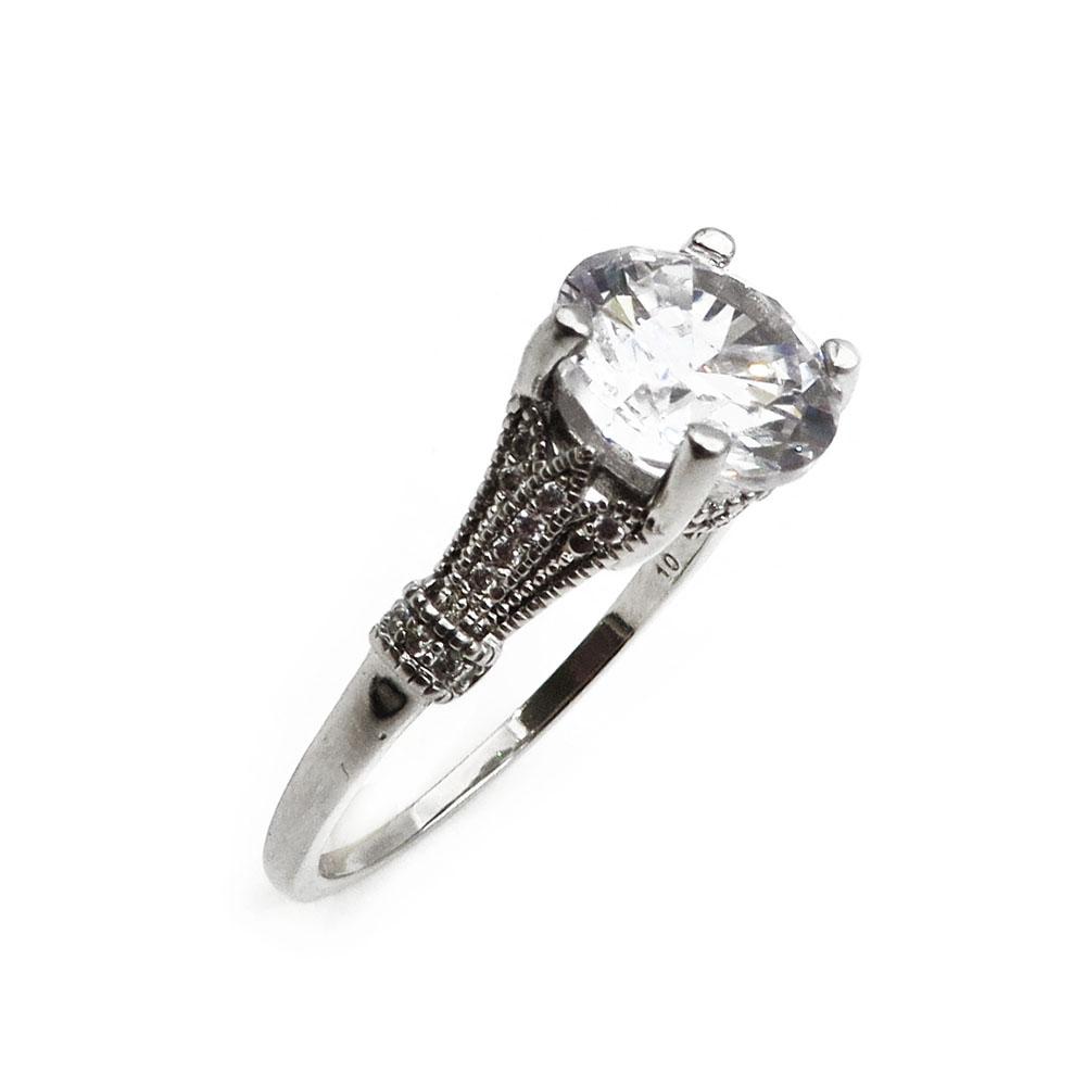 Hopeinen sormus suuri zirkonia 19,5mm #0
