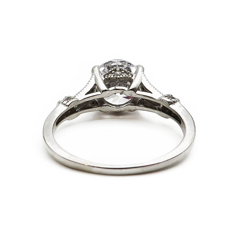 Hopeinen sormus suuri zirkonia 19,5mm #2