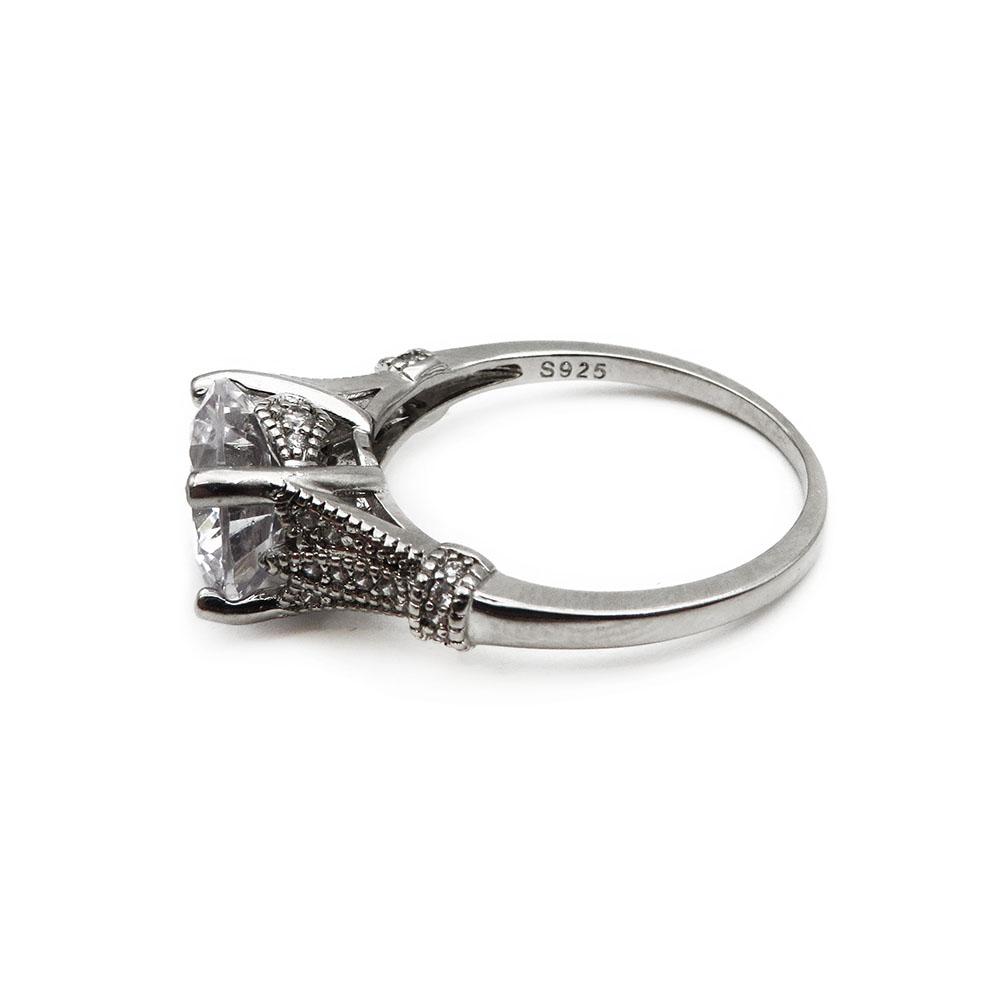 Hopeinen sormus suuri zirkonia 19,5mm #3