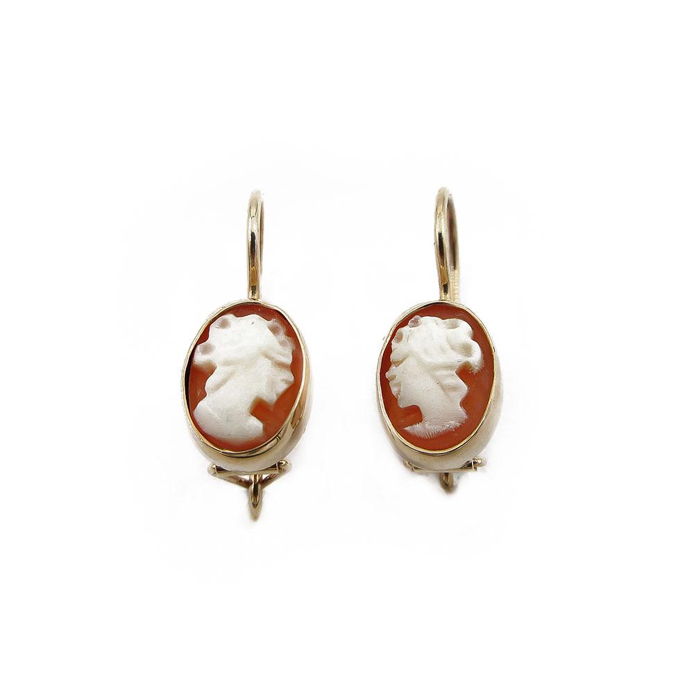 Kultaiset camee korvakorut koukulla 5.5x8mm #0