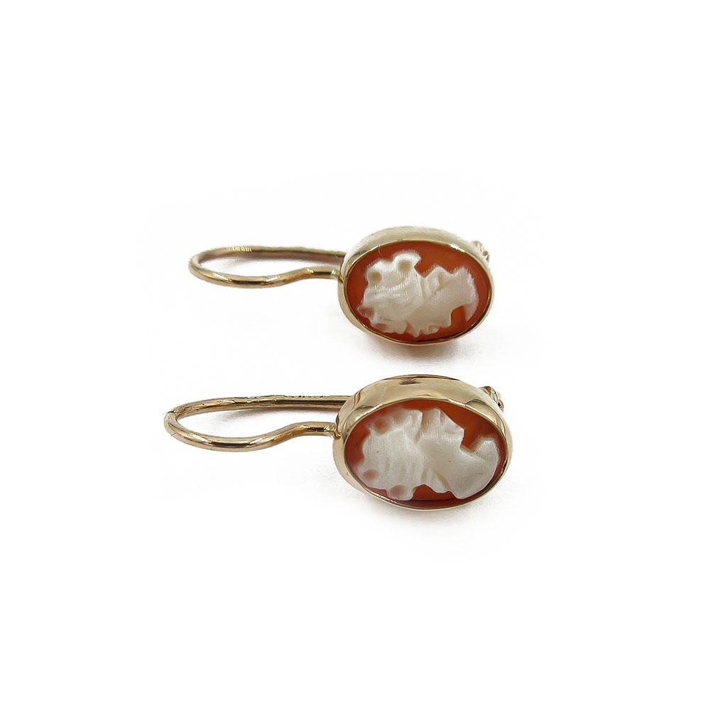 Kultaiset camee korvakorut koukulla 5.5x8mm #1