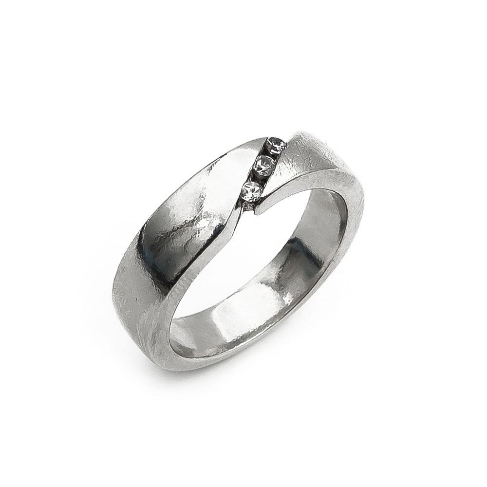 Hopeinen kuvioitu sormus zirkoneilla 17,50mm #0