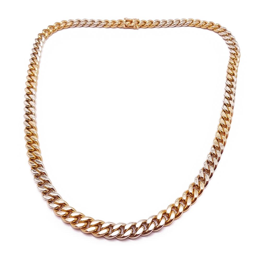 Kultaseppä Antero Ojala kaksivärinen umpipanssariketju 14K, 42 cm – 1997 #0 Kultatukku.fi