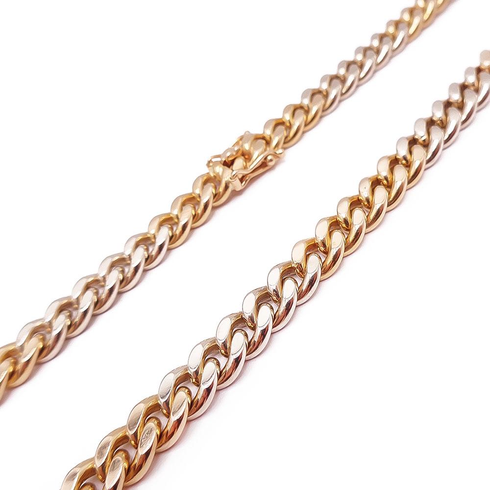 Kultaseppä Antero Ojala kaksivärinen umpipanssariketju 14K, 42 cm – 1997 #1 Kultatukku.fi