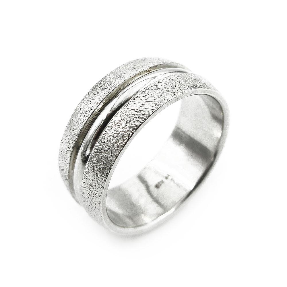 Leveä hopeasormus 8mm pp matta/3 pp kirkas 17 VR #0