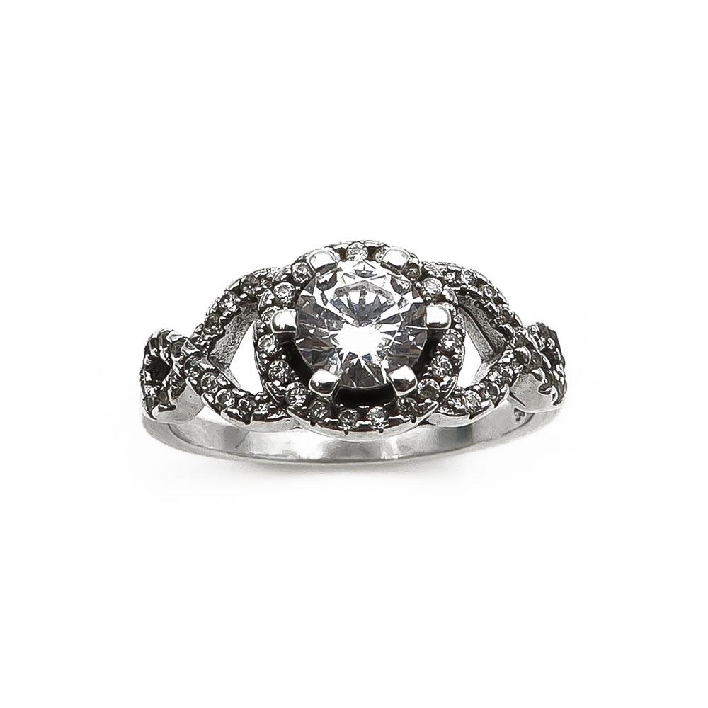 Hopeinen sormus zirkoneilla 19mm #1