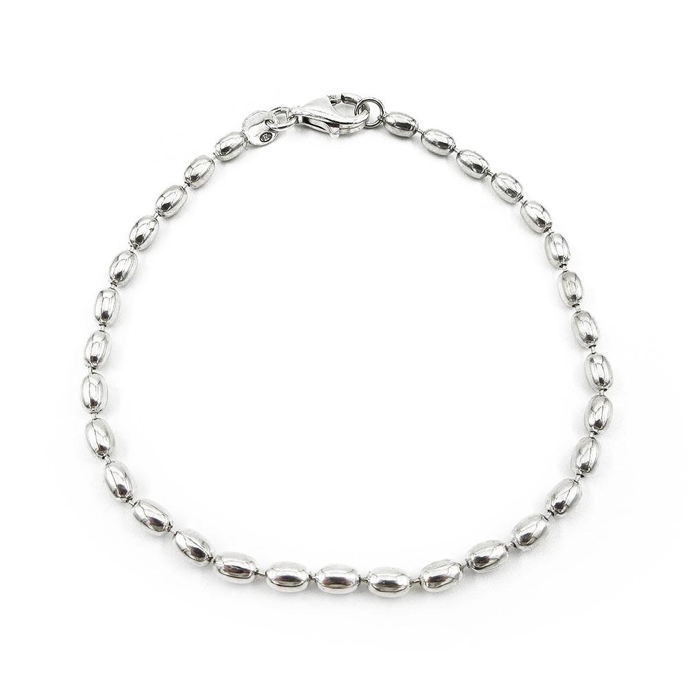 Hopeinen oliiviranneketju 3mm 19cm #0