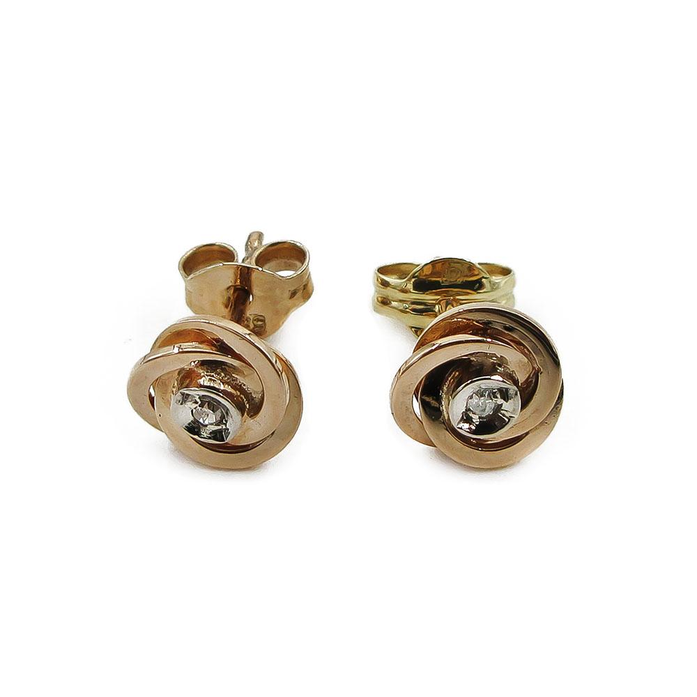 Kultaiset kehätimanttikorvakorut tapilla 2kpl 0.01ct #0