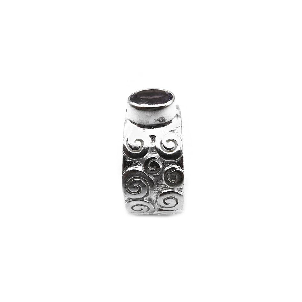 Näyttävä hopeasormus, lila kivi koko 18,75 lev.10mm #3