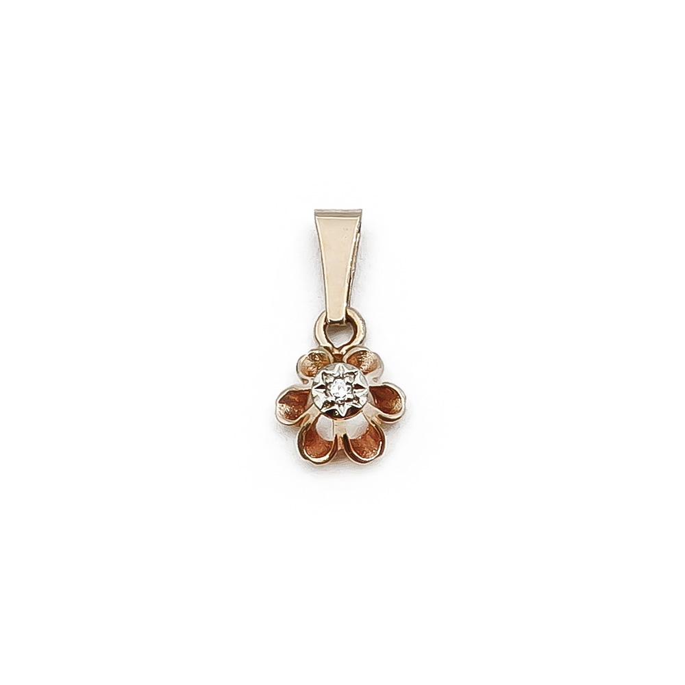 Kultainen kukkatimantti riipus 0,005ct VEL #0