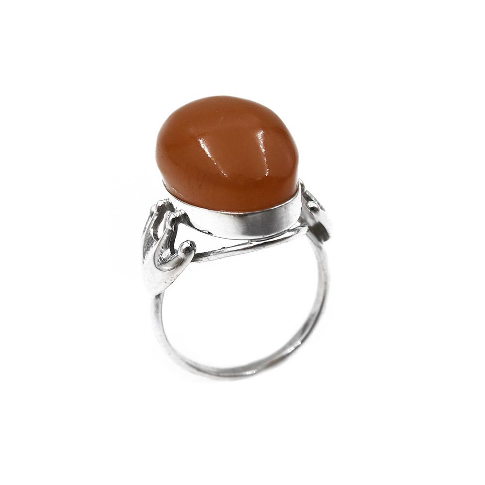 Hopeinen sormus oranssi kivi 18,5 #3