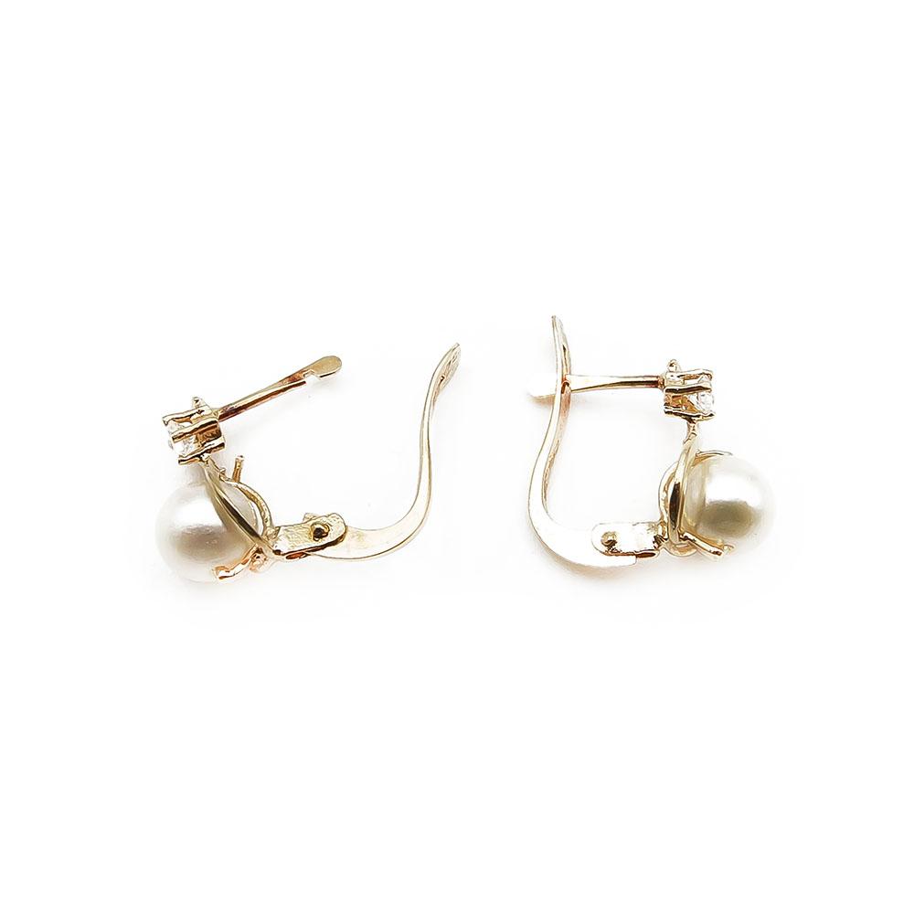 18K helmikorvakorut 5mm, kirkas kivi, prisurilukko #1