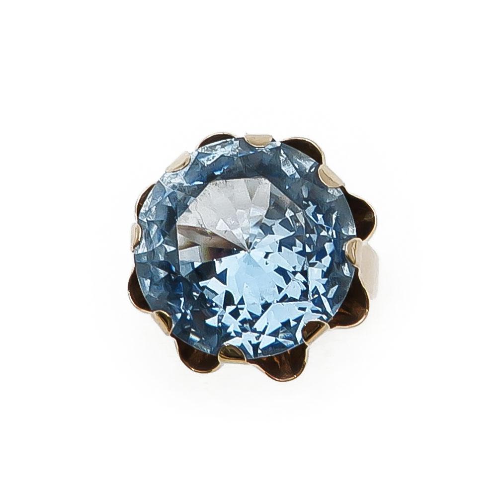 Kultainen sormus sininen kivi 18mm #1