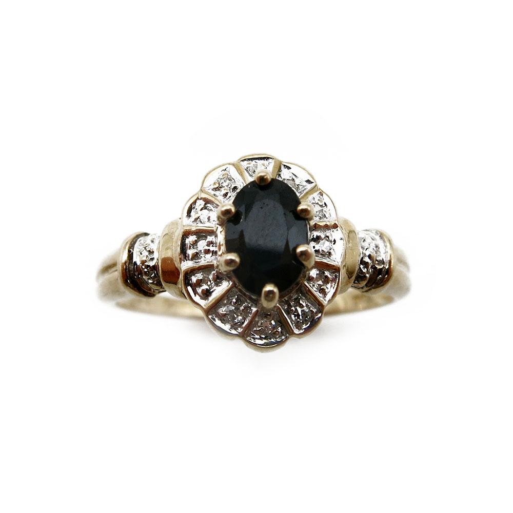 Timantit 0,06ct ja sinisaf. sormus koko 17,5 v.2000 #1