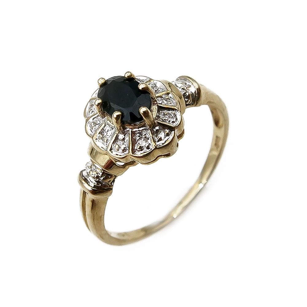 Timantit 0,06ct ja sinisaf. sormus koko 17,5 v.2000 #0